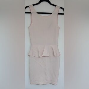 Zara Trafaluc Collection Light Pink Bodycon Peplum Stretch Dress Size Medium
